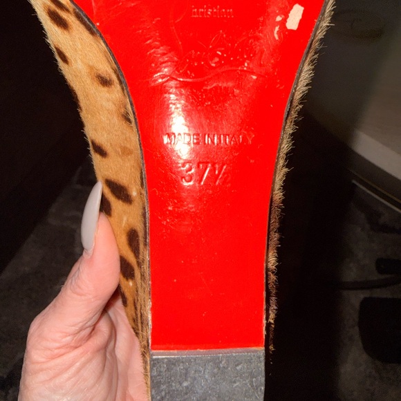 Christian Louboutin Leopard Wedges with Red Soles - Picture 7 of 8